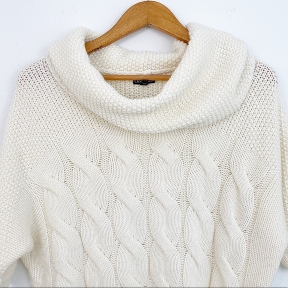 Express Cream Wool Blend Cable Knit Short Sleeves Sweater Size Xsmall - Picture 2 of 16